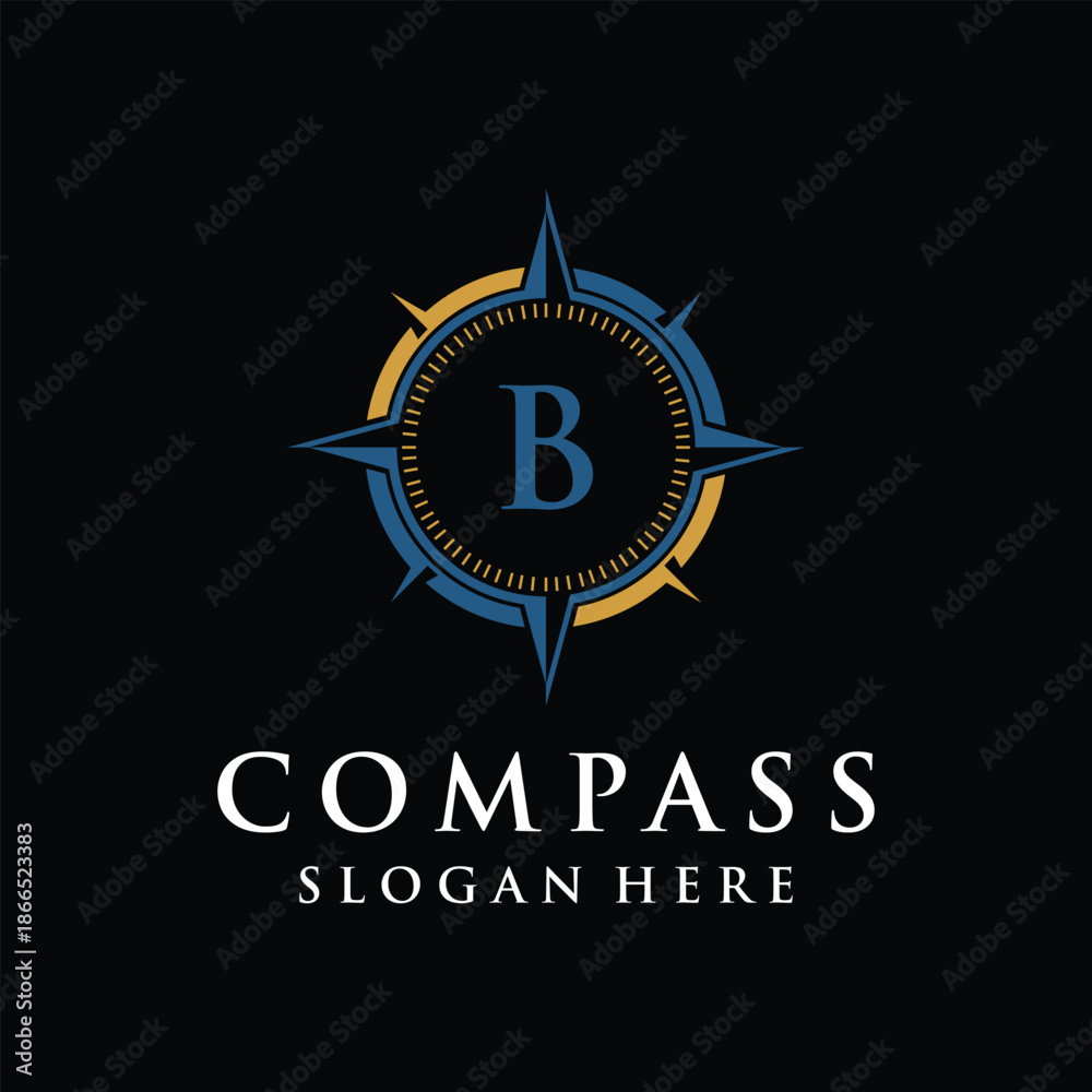 Fototapeta premium Initial letter B compass navigation logo design inspiration 