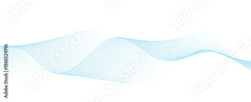 Abstract blue smooth wave on a white background. Dynamic sound wave. Design element. Vector illustration