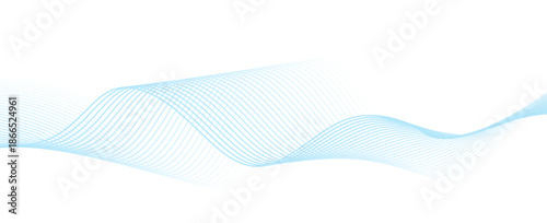 Abstract blue smooth wave on a white background. Dynamic sound wave. Design element. Vector