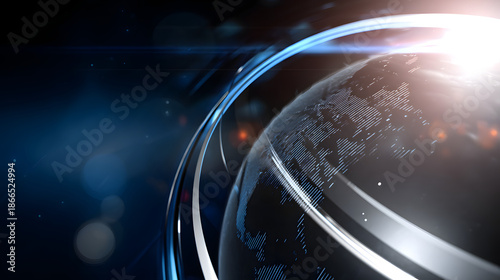 Global view showing planet Earth with light effects in dark background highlighting surface features and textures