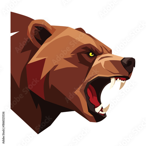 Angry Bear Head Roaring Fierce Predator Wildlife Animal