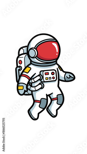 Cute Astronaut Cartoon Character Floating in Space