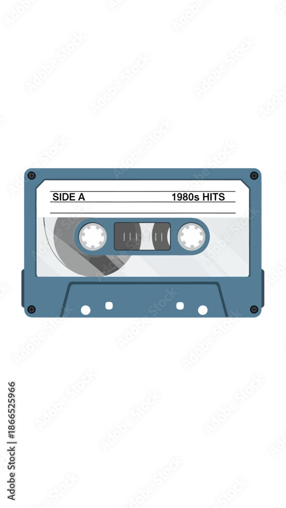 Naklejka premium Retro Cassette Tape 1980s Hits, Vintage Audio Music Storage