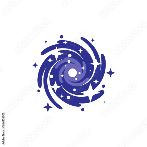 Abstract Swirling Galaxy with Stars, Cosmic Nebula, Space Vortex