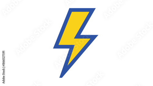 Free Download Yellow lightning bolt icon with blue outline on white background, symbol of energy and power - GFXLoad