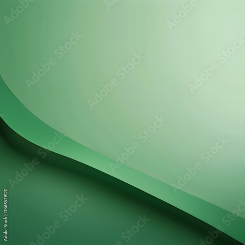 A serene green abstract background with curved layers and soft shading