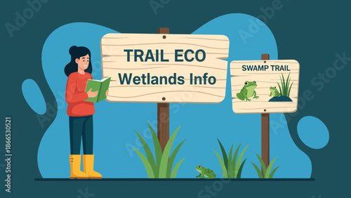 Exploring The Wetlands With Educational Trail And Swamp Scenery In The Background
