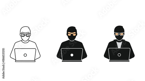Three figures with laptops distinct styles a striking silhouette