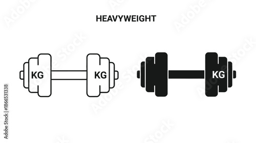 Dumbbell weight variations displayed in outline and filled black silhouette