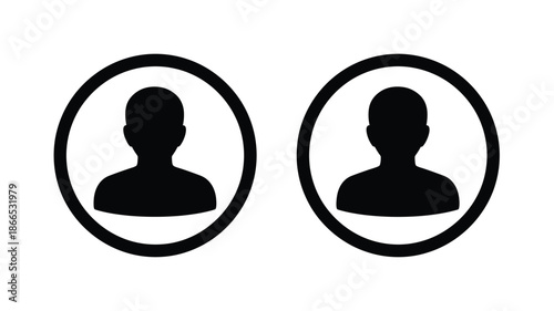 Two circular profile icons displaying human figures in black silhouette