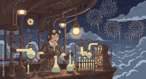 Steampunk Scientist at Work A Night of Discovery and Fireworks.
