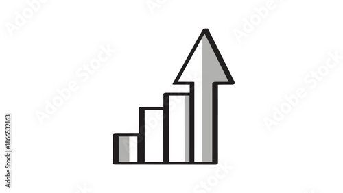 Growing Bar Chart with Upward Arrow in Bright Studio Representing Business Growth and Success