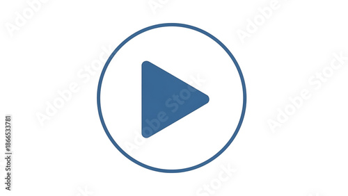 A blue play button icon in a circle on a white background