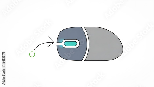 A minimalist vector graphic illustration of a computer mouse with a cursor