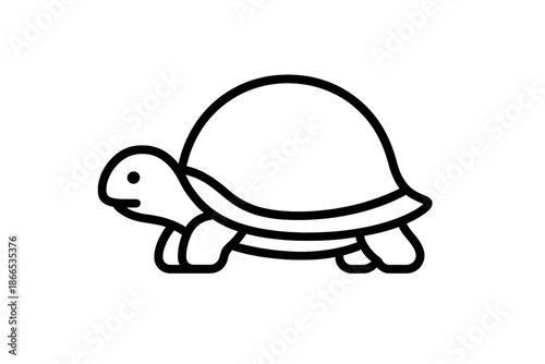 Reptile Icons. Line style icons of Reptile Creatures: slow crawler form, curved shell arc, gentle head outline, short limbs,
