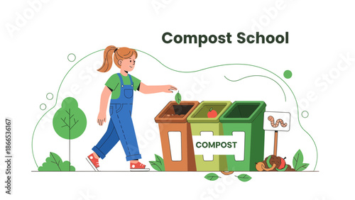 Enthusiastic Youngster Learning About Composting In Order To Improve The Ecology