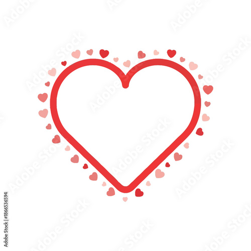 An illustration of a large red heart surrounded by smaller hearts.
