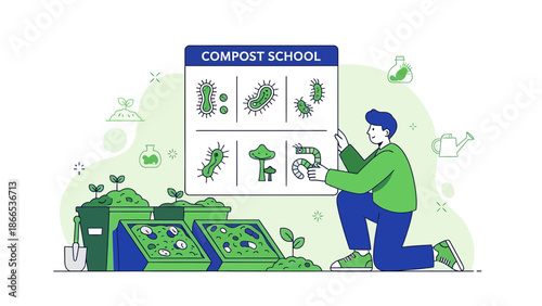 Engaging Compost Education Illustration Explaining Decomposition Process For Sustainable Gardening