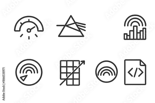 Rainbow Tool Icons. Line style icons of rewritten rainbow tools: altered arc gauge, reconstructed prism node, spectral editing