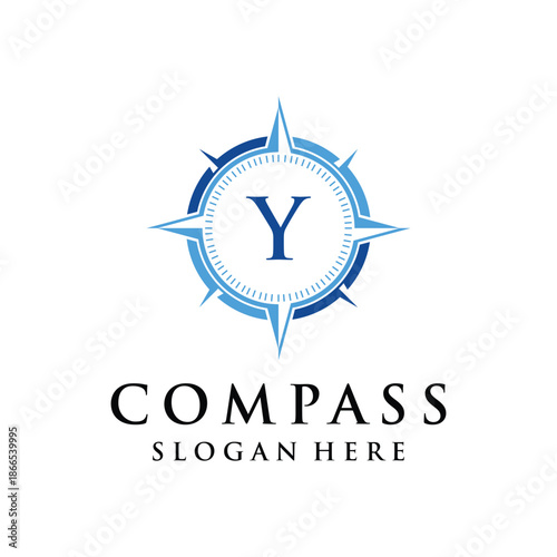 Initial letter Y compass navigation logo design inspiration 