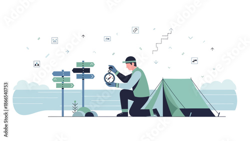 Directional Decisions During Adventure: Using Compass For Outdoor Hiking Expedition