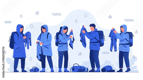 Drying Clothes After The Rain On A Camping Trip With Adventurous Friends