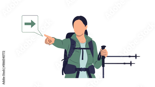 Directional Guidance Hiker Adventure Onward Trekking Illustration Guidance Expedition