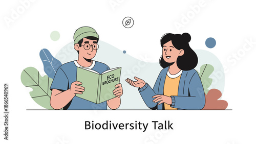 Discussing Environmental Issues Conversation Between Two People Illustration