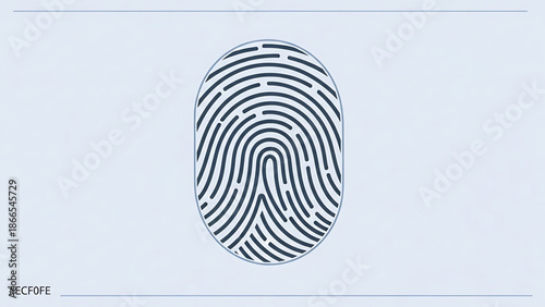 A minimalist vector graphic of a fingerprint on a light blue background