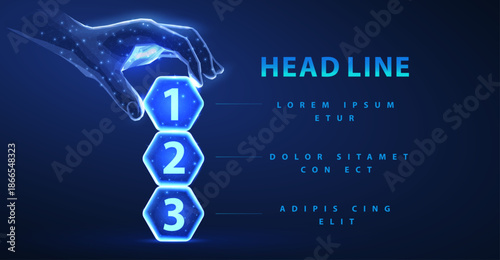 Digital infographic for presentation. Business timeline chart template. Business concept with 3 steps. Timeline diagram, design element, number options. Workflow layout, annual report. Three steps


