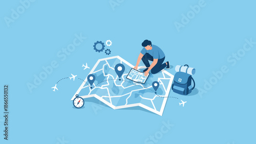 Concept Of Travel Route Planning And Adventure Expedition For Tourism Industry