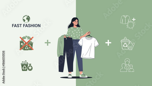 Concept Showing Fast Fashion And The Need To Reduce Waste With Sustainable Options