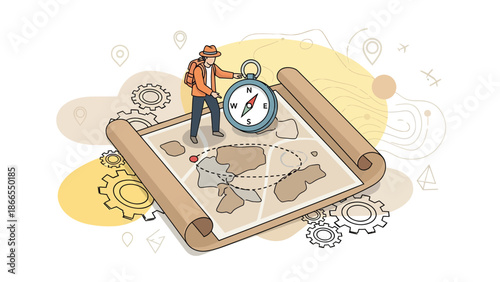 Conceptual Journey Planning With Compass And Map For Travel And Exploration