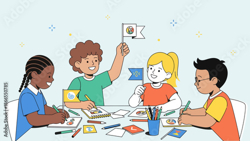 Creative Children Expressing Themselves Through Art And Design During An Educational Activity