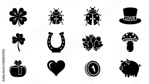Collection of lucky symbols isolated on white background, Vector