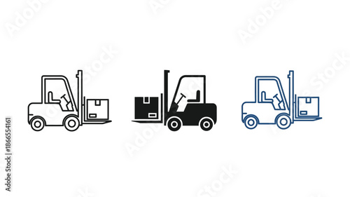 Three forklift icons in varying styles including a dark silhouette