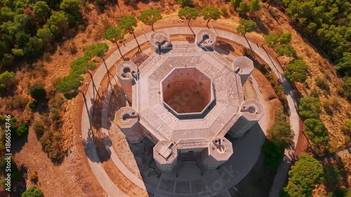 Aerial View of Castel del Monte Medieval Castle in Italy