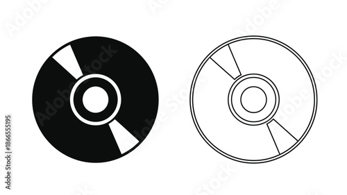 Two compact discs one filled and one outlined a distinct silhouette