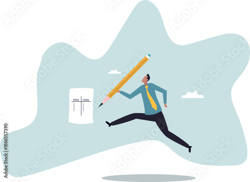 Pros and cons comparison for making business decisions, advantage, positive and negative analysis,about a man and his life.