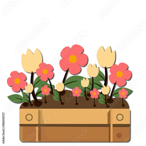 Blooming Wooden Garden Planter