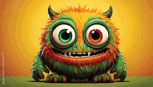 Cartoon Monster with Googly Eyes and a Big Grin.