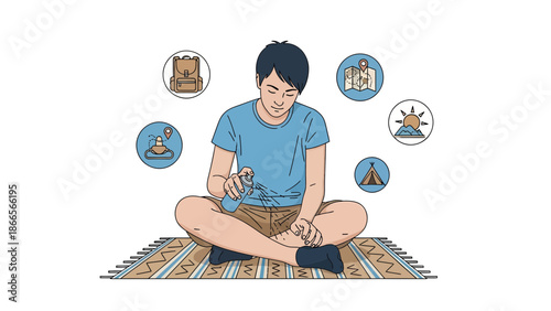 Boy Applies Bug Spray Before Outdoor Adventures For Itch Free Travels