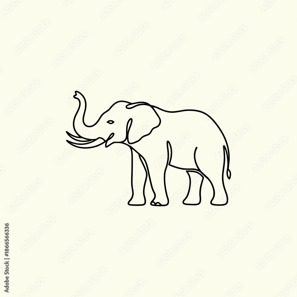 Obraz premium Single line elephant icon flat vector design.