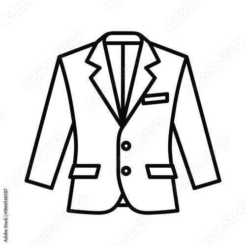 Simple Line Art Illustration of a Suit Jacket
