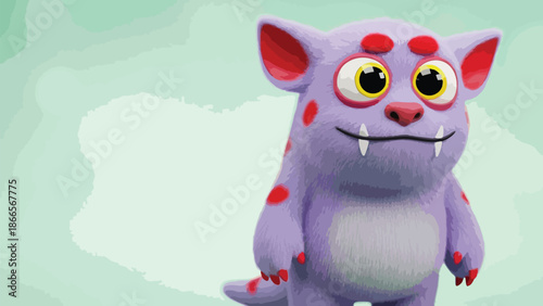 Adorable Purple Monster with Red Spots and Googly Eyes.