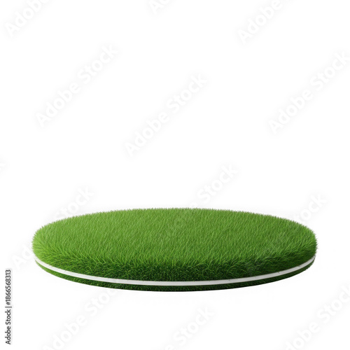 Round green grass platform