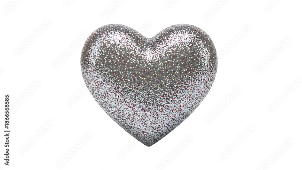 Fototapeta premium Glittery silver heart isolated on transparent background