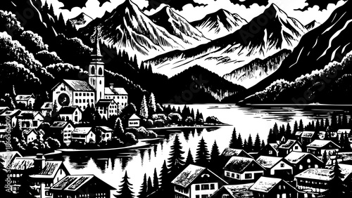 Very beautiful scenic Bavarian village in southern Germany, nestled between two alpine lakes, offering peaceful nature, fresh mountain air, and postcard-worthy rural landscapes.