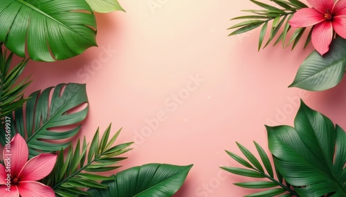 Luxury tropical foliage, summer sale announcement, vibrant, announcement, leaves