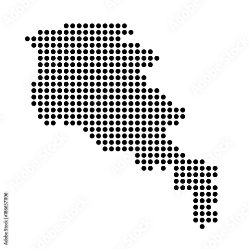 Armenia country dotted map. Black spot pixel illustration isolated on white background. Vector circle mosaic.